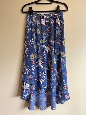 East Adeline Blue Floral High Low Wrap Skirt 1X Boho Midi boho spring plus size